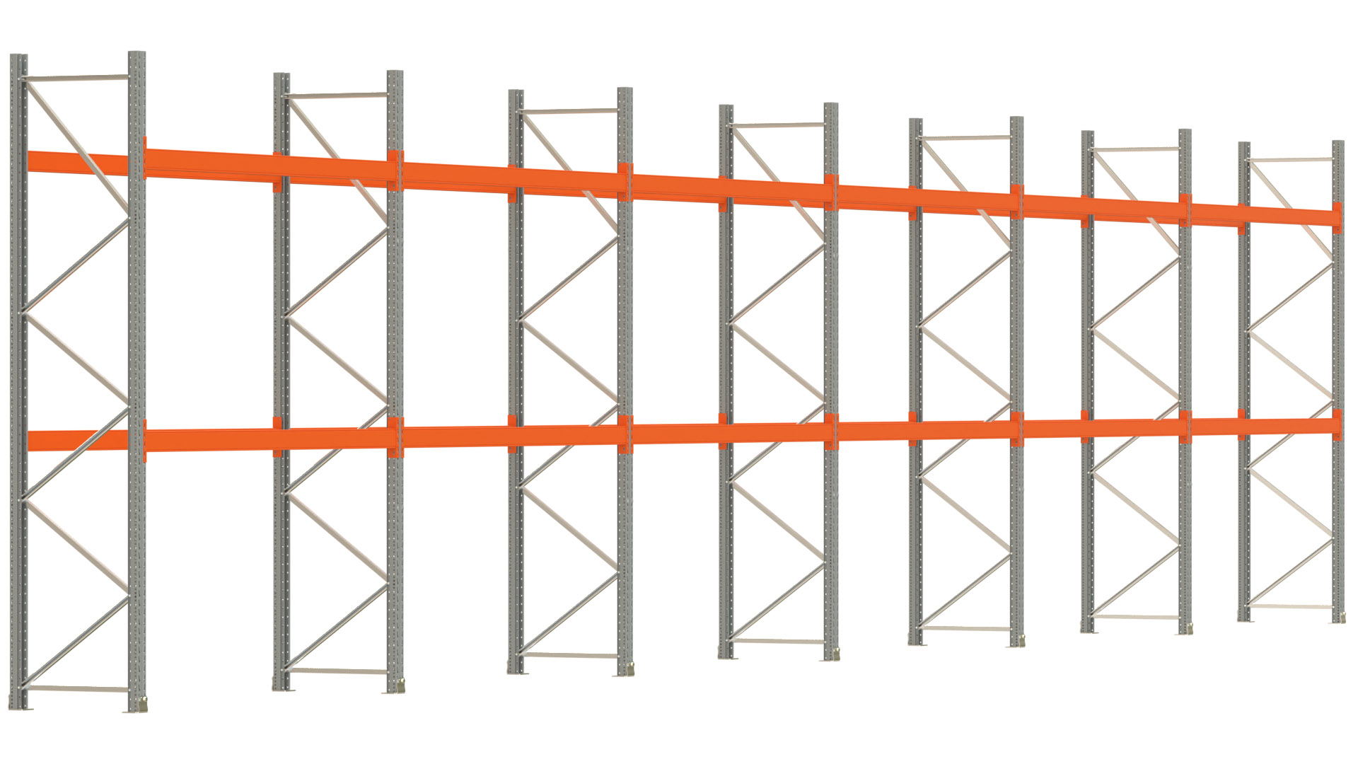 Palettenregal ARTUS - Breite 1679,5 cm - Höhe 350 cm - Tiefe 80 cm - Fachlast 2000 kg - 36 Palettenstellplätze