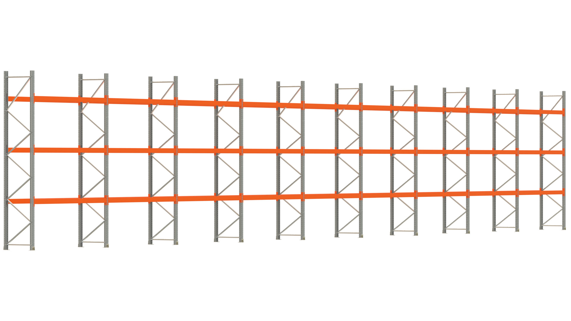Palettenregal ARTUS - Breite 2515 cm - Höhe 400 cm - Tiefe 80 cm - Fachlast 2000 kg - 72 Palettenstellplätze