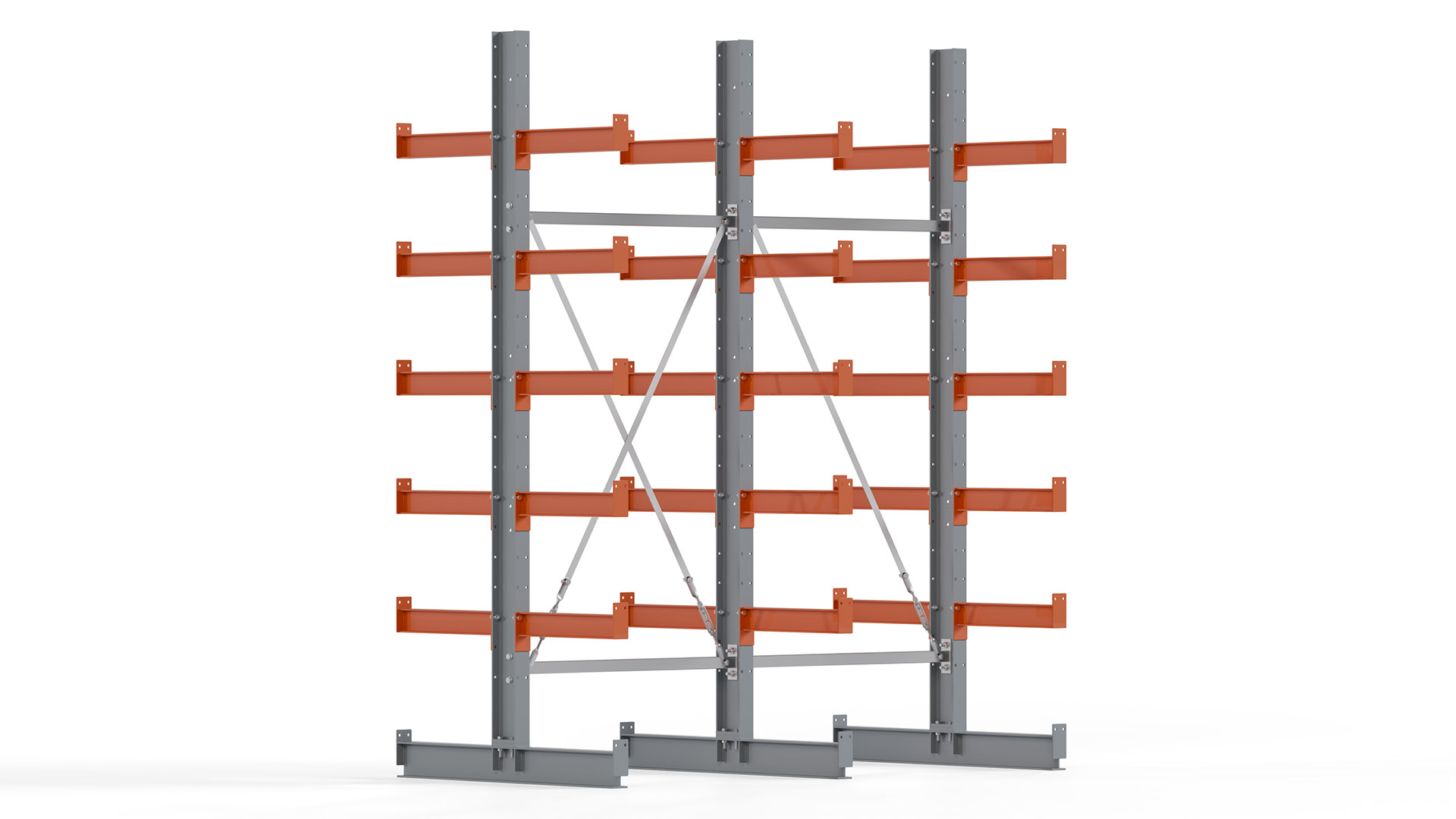 Kragarmregal KARL basic - lackiert - Breite: 200 cm - Höhe: 250 cm - Tiefe: 50 cm - Traglast je Kragarm: 870 kg - beidseitig