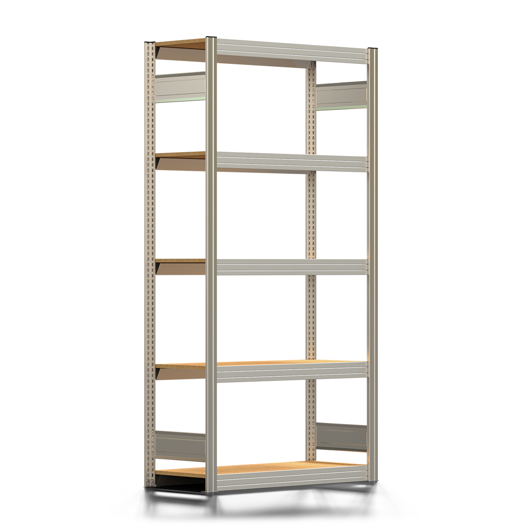 Fachbodenregal BERT - Breite: 100,5 cm - Tiefe: 40 cm - Höhe: 200 cm - 5 Böden - Grundregal