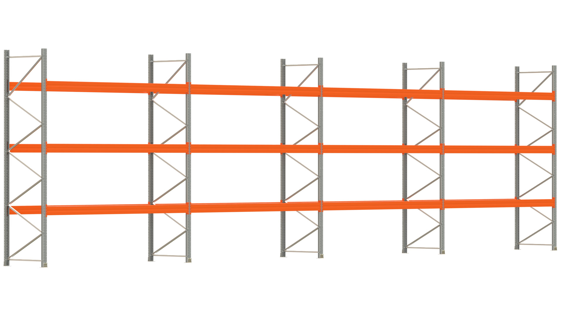 Palettenregal ARTUS - Breite 1482,5 cm - Höhe 400 cm - Tiefe 110 cm - Fachlast 3000 kg - 64 Palettenstellplätze