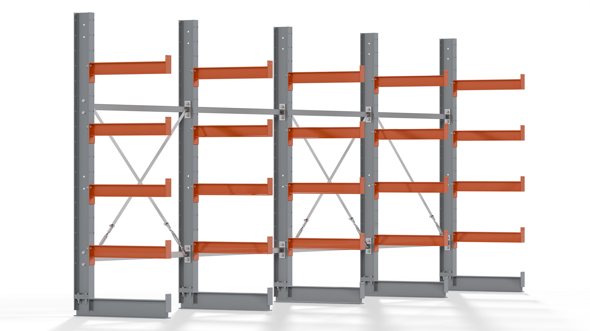 Kragarmregal KARL basic - lackiert - Breite: 512 cm - Höhe: 200 cm - Tiefe: 60 cm - Traglast je Kragarm: 730 kg - einseitig