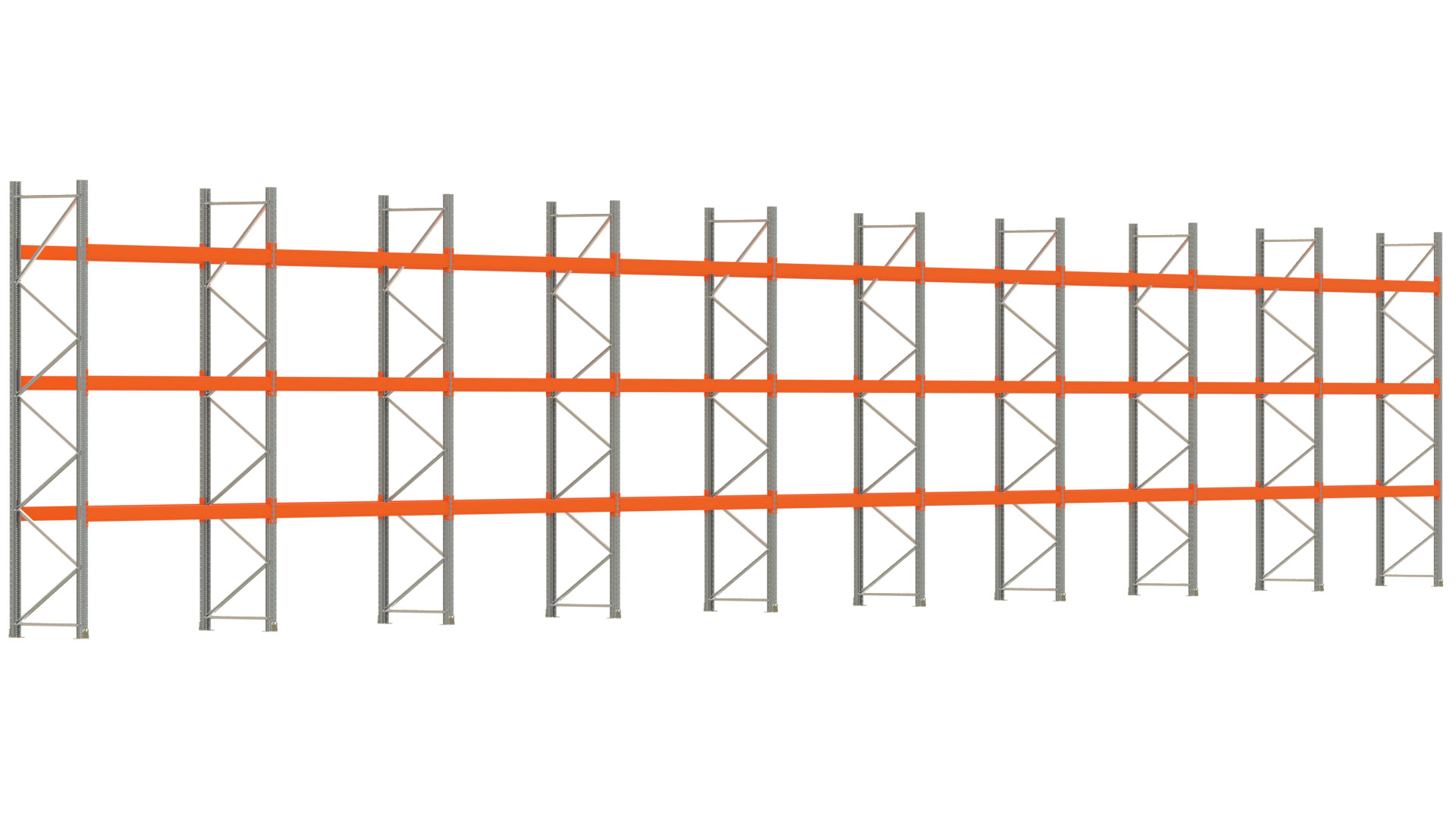 Palettenregal ARTUS - Breite 2515 cm - Höhe 400 cm - Tiefe 80 cm - Fachlast 2910 kg - 72 Palettenstellplätze