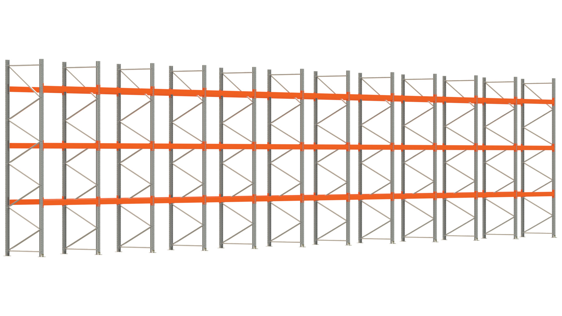 Palettenregal ARTUS - Breite 2192 cm - Höhe 450 cm - Tiefe 110 cm - Fachlast 2000 kg - 88 Palettenstellplätze