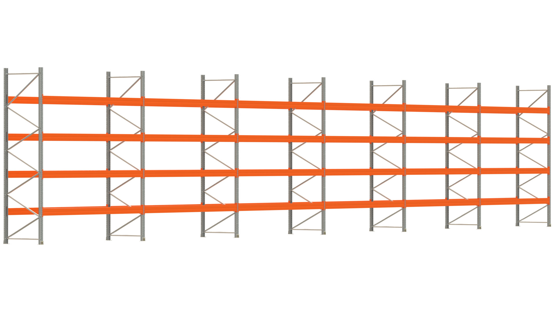 Palettenregal ARTUS - Breite 2219,5 cm - Höhe 400 cm - Tiefe 110 cm - Fachlast 2400 kg - 120 Palettenstellplätze