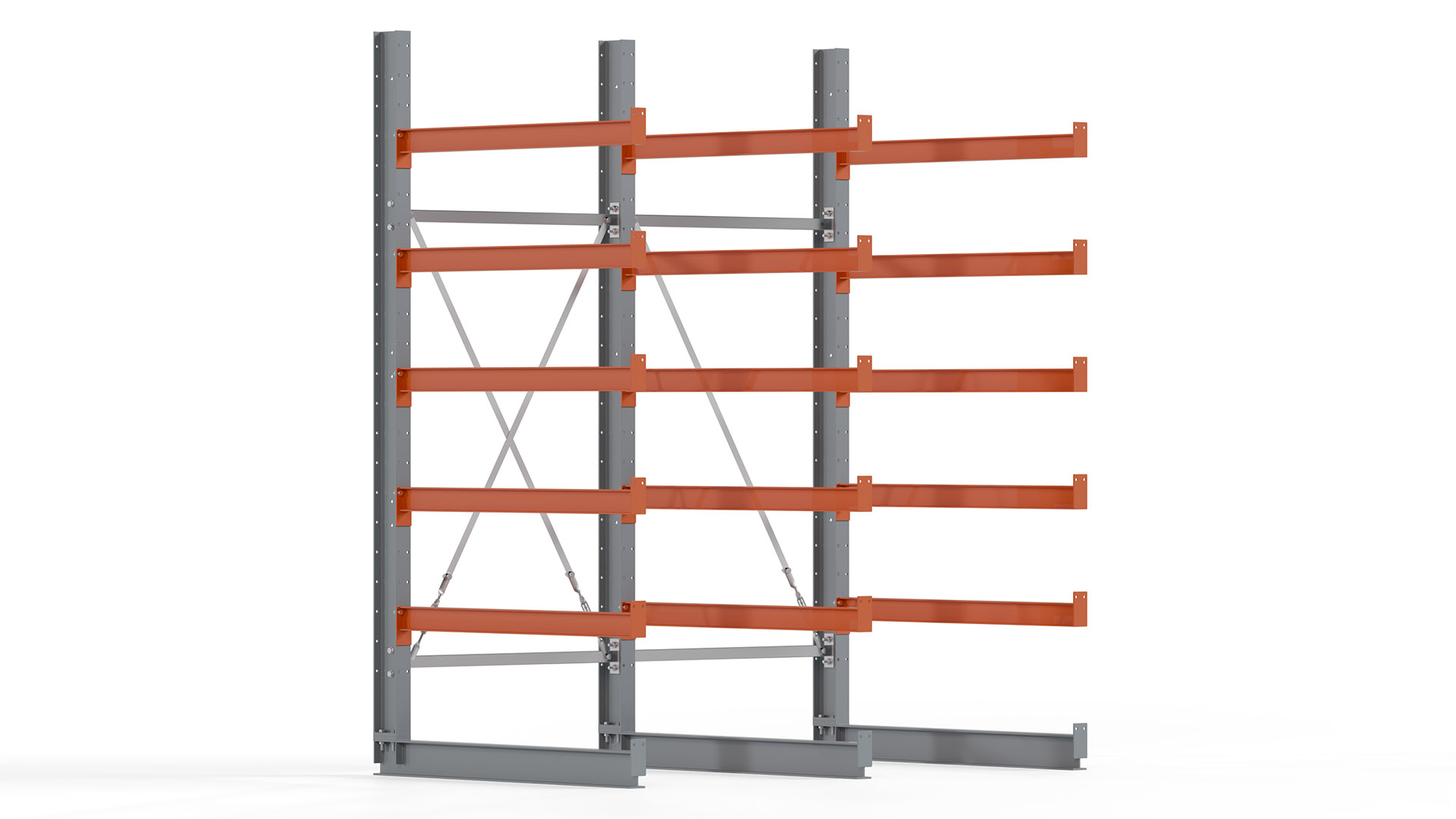 Kragarmregal KARL basic - lackiert - Breite: 200 cm - Höhe: 250 cm - Tiefe: 120 cm - Traglast je Kragarm: 370 kg - einseitig