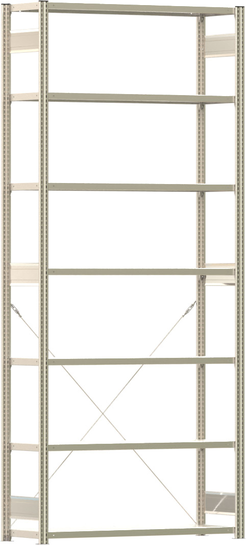 Fachbodenregal BERT - Breite: 128,5 cm - Tiefe: 40 cm - Höhe: 300 cm - 7 Böden - Grundregal