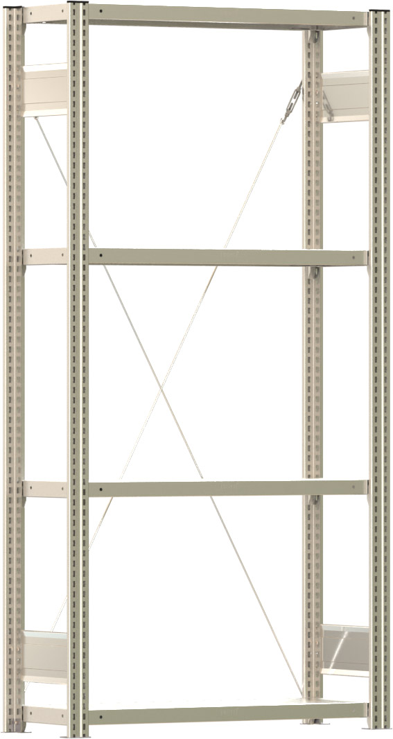 Fachbodenregal BERT - Breite: 87,5 cm - Tiefe: 30 cm - Höhe: 180 cm - 4 Böden - Grundregal