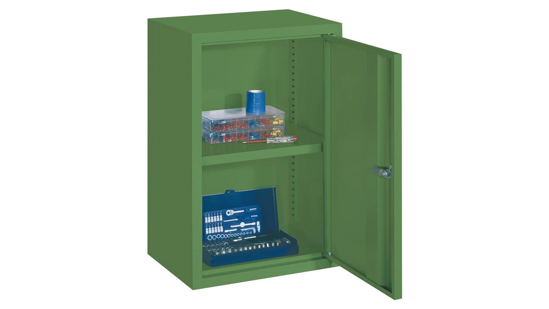 Hängeschrank aus Stahl - 1 Vollblechtür - 600x400x300 mm (HxBxT) - resedagrün