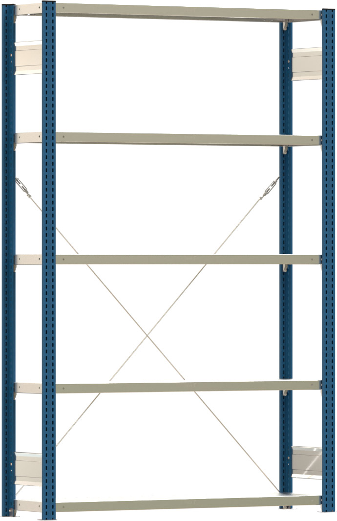 Fachbodenregal BERT - Breite: 128,5 cm - Tiefe: 30 cm - Höhe: 200 cm - 5 Böden - Grundregal
