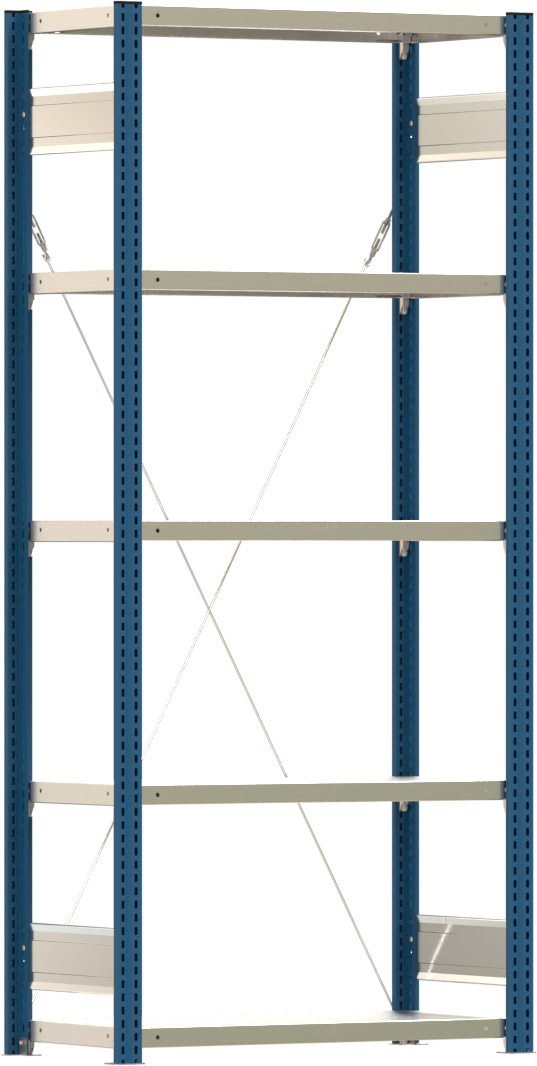 Fachbodenregal BERT - Breite: 87,5 cm - Tiefe: 40 cm - Höhe: 200 cm - 5 Böden - Grundregal