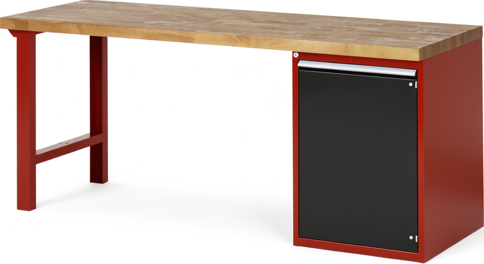 Werkbank Modell 7501 rot - schwarz, BxTxH 2000x700x840 mm,  Buche-Massiv Arbeitsplatte 40 mm