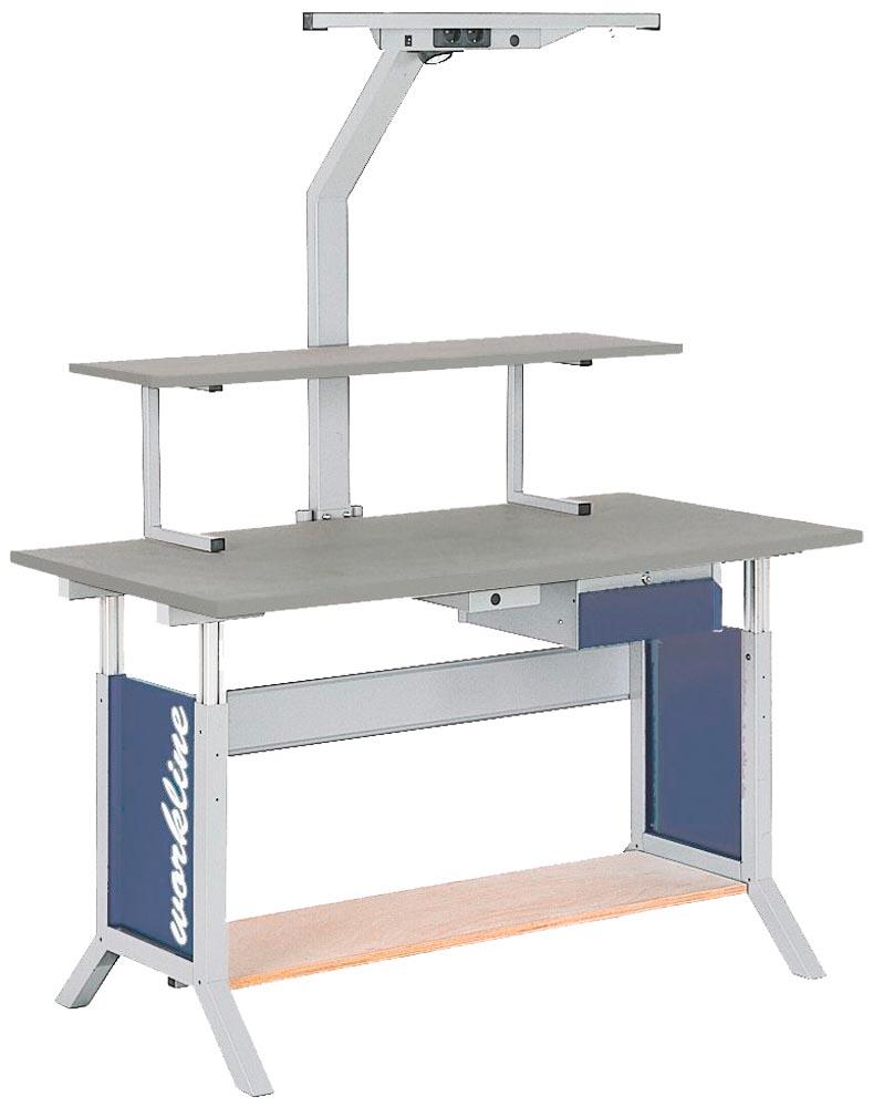 Steharbeitsplatz, Arbeitsplatzsystem, Breite 150 cm, Tiefe 75 cm, Höhe 110 cm,  Schublade(n), Platte: Melaminharzbeschichtet