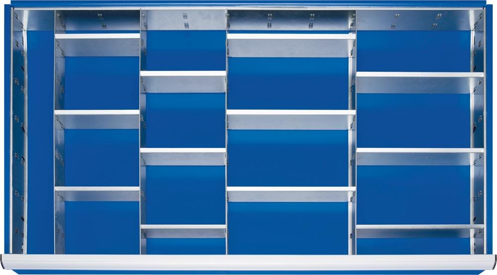 Einteilungssortiment für Schubladen BxT 1055x560 mm: 4 Trenn- und 12 Steckwände, für Fronthöhe 60/90 mm