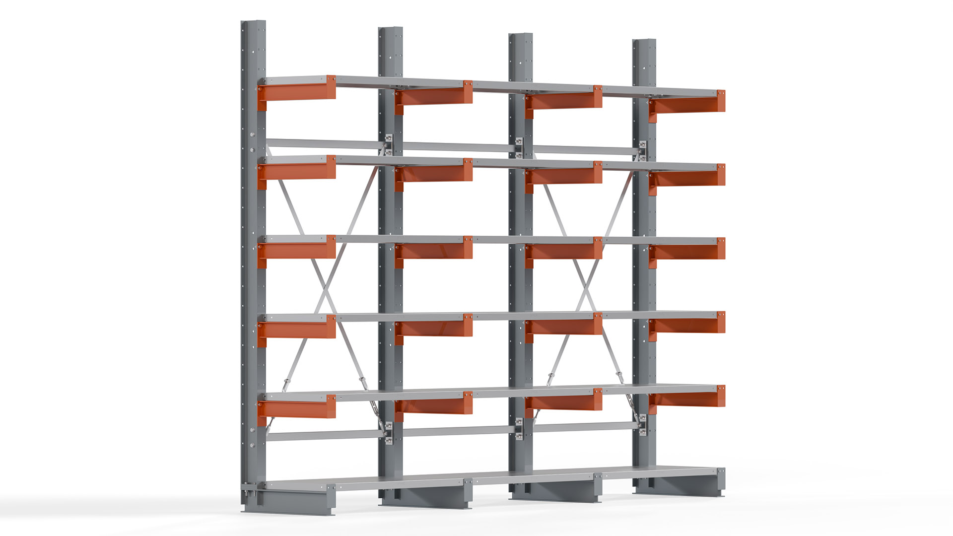 Kragarmregal KARL basic - lackiert - Breite: 300 cm - Höhe: 250 cm - Tiefe: 50 cm - Traglast je Kragarm: 870 kg - einseitig