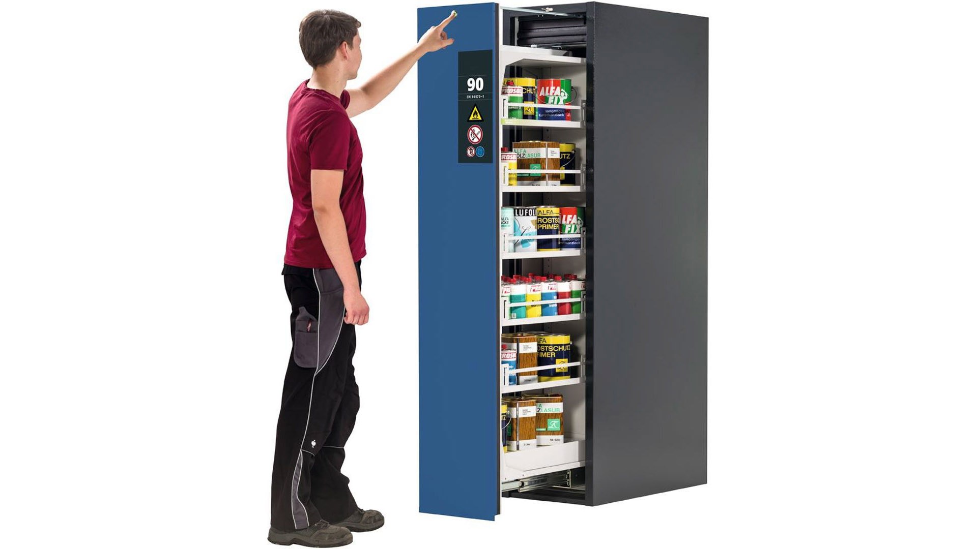 Gefahrstoffschrank mit Vertikalauszug