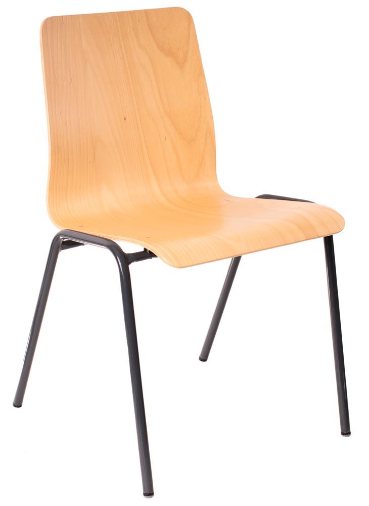 Stapelstuhl, Holzschale Typ 1, buche lackiert, 4-Fuß-Gestell anthrazit