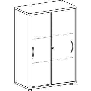 Aktenschrank mit Schiebetüren, Büroschrank, Beistellschrank