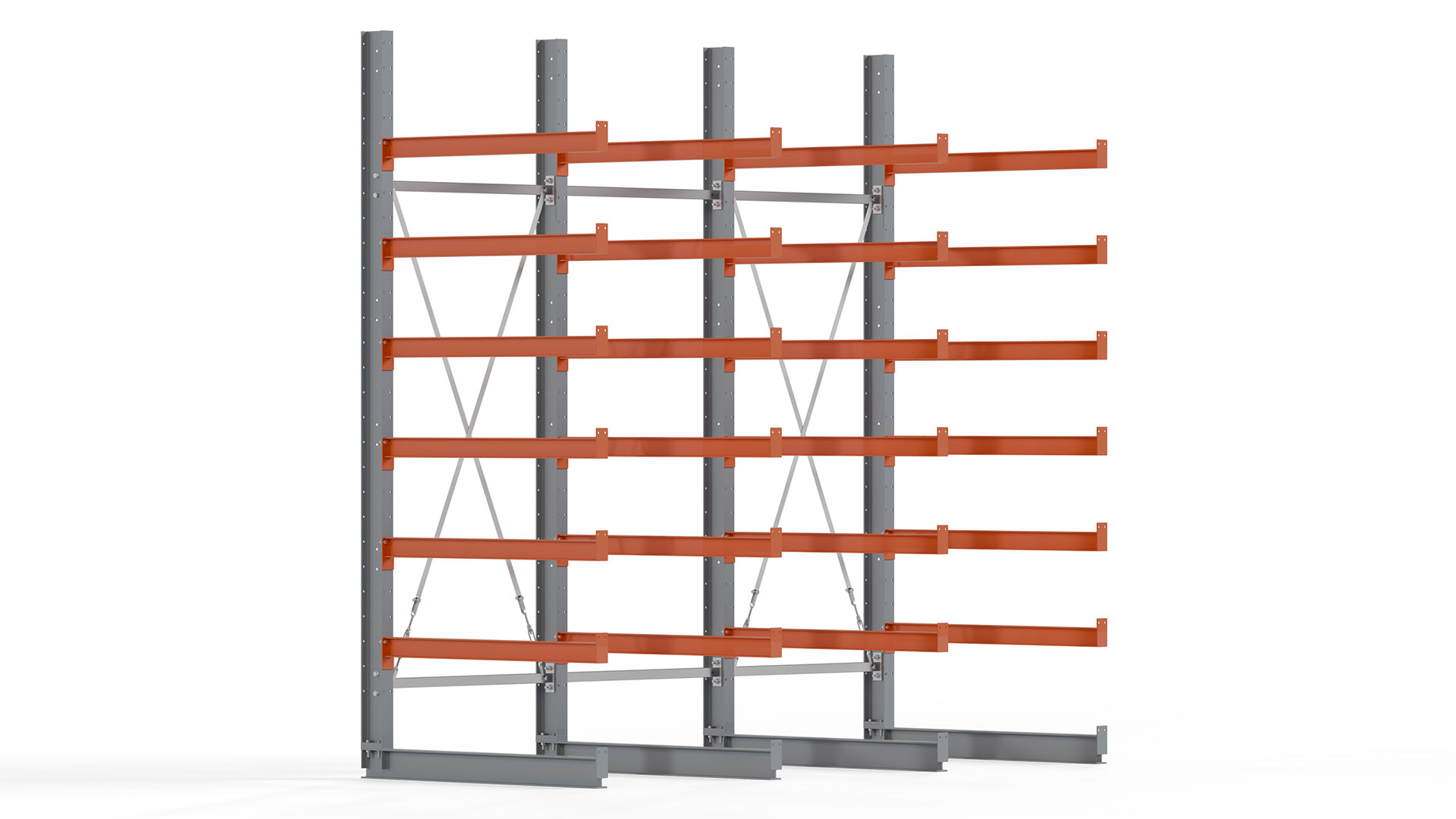 Kragarmregal KARL basic - lackiert - Breite: 300 cm - Höhe: 300 cm - Tiefe: 120 cm - Traglast je Kragarm: 370 kg - einseitig