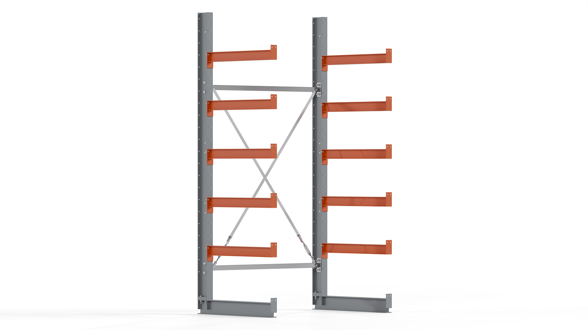 Kragarmregal KARL basic - lackiert - Breite: 128 cm - Höhe: 250 cm - Tiefe: 80 cm - Traglast je Kragarm: 550 kg - einseitig