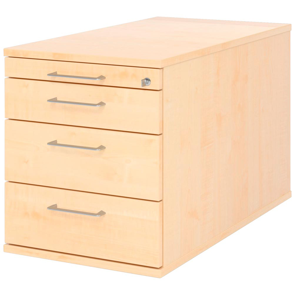 Rollcontainer  BxTxH 428x800x512 mm 1 xUtensilienfach, 3 Schubladen, ahorn