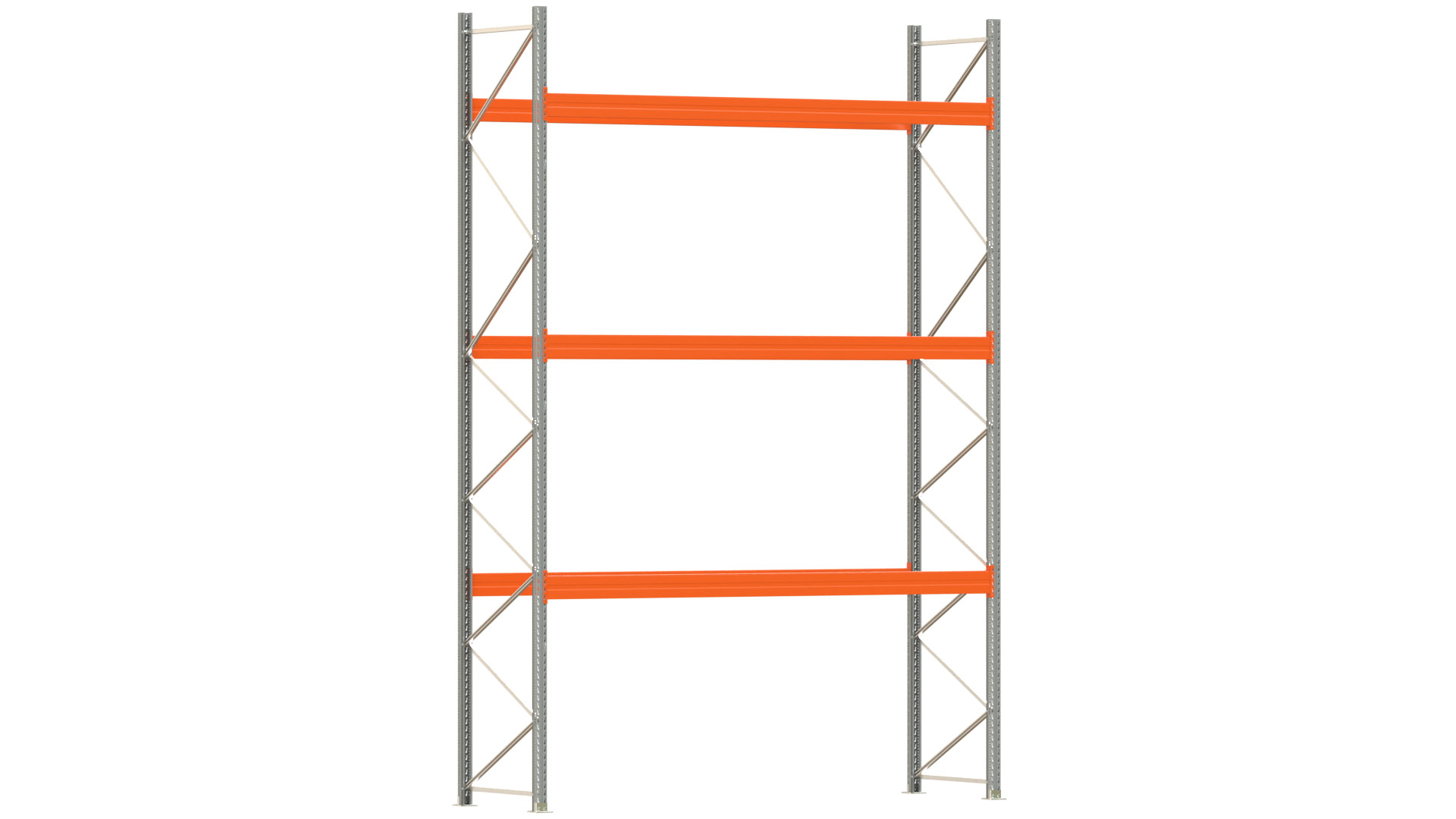 Palettenregal ARTUS - Breite 377 cm - Höhe 550 cm - Tiefe 110 cm - Fachlast 2900 kg - 16 Palettenstellplätze