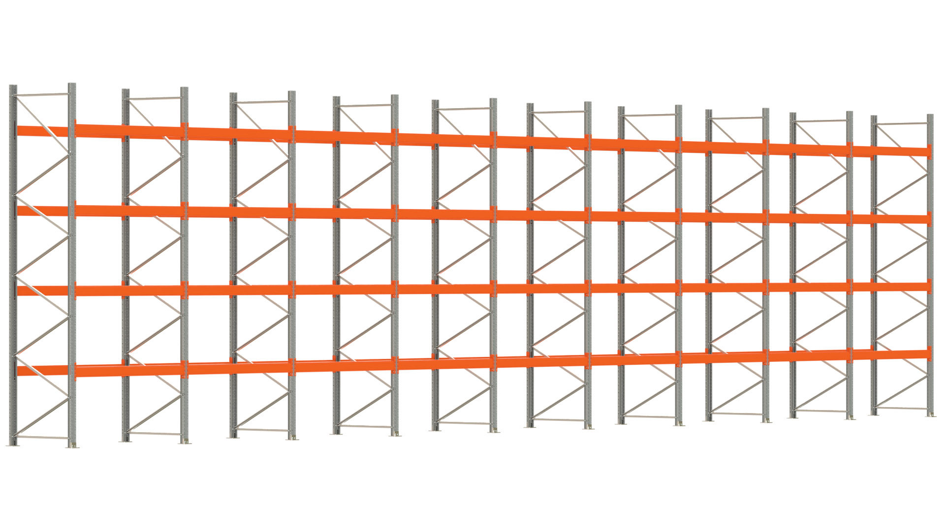 Palettenregal ARTUS - Breite 1795 cm - Höhe 450 cm - Tiefe 110 cm - Fachlast 3000 kg - 90 Palettenstellplätze