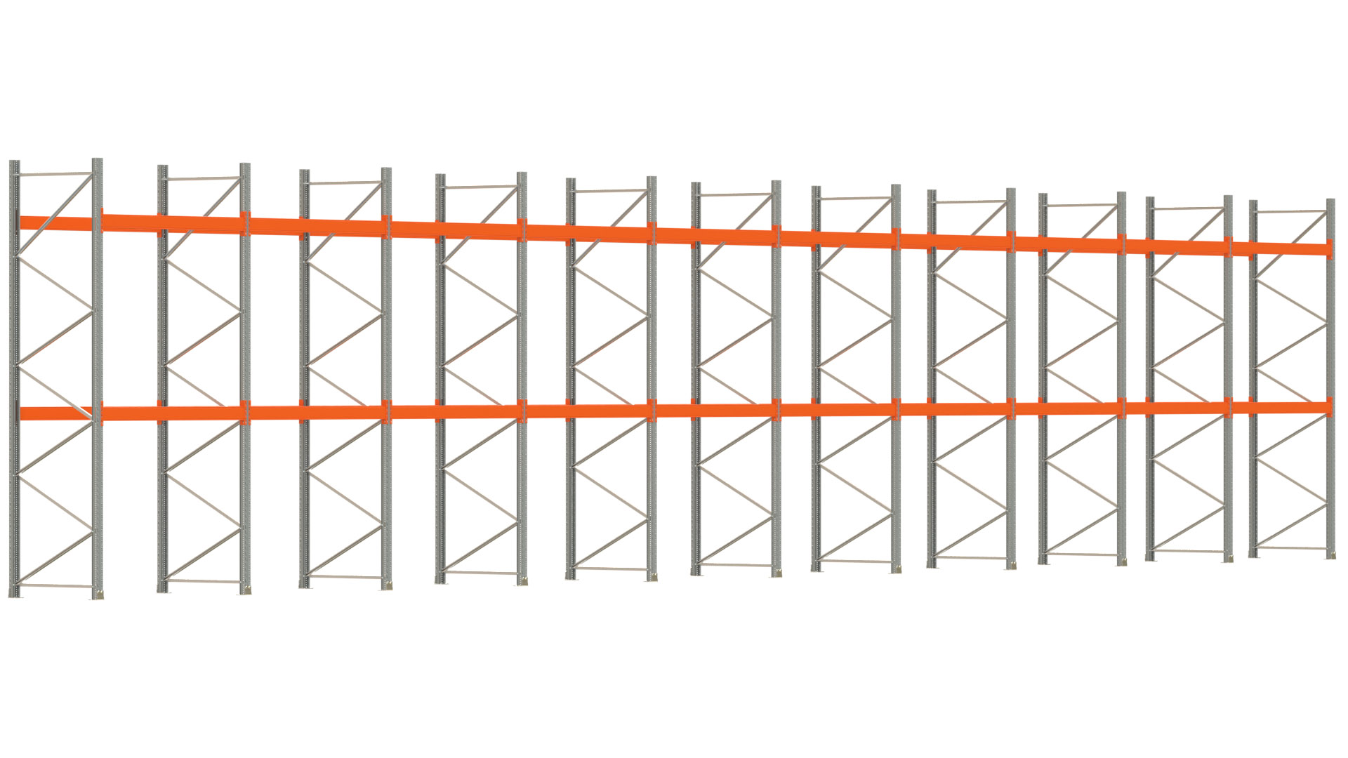 Palettenregal ARTUS - Breite 1993,5 cm - Höhe 400 cm - Tiefe 110 cm - Fachlast 2000 kg - 60 Palettenstellplätze