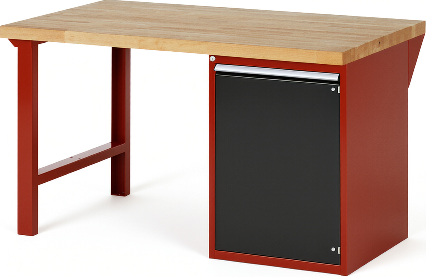 Werkbank Modell 7501 rot - schwarz, BxTxH 1500x900x890 mm,  Buche-Massiv Arbeitsplatte 40 mm