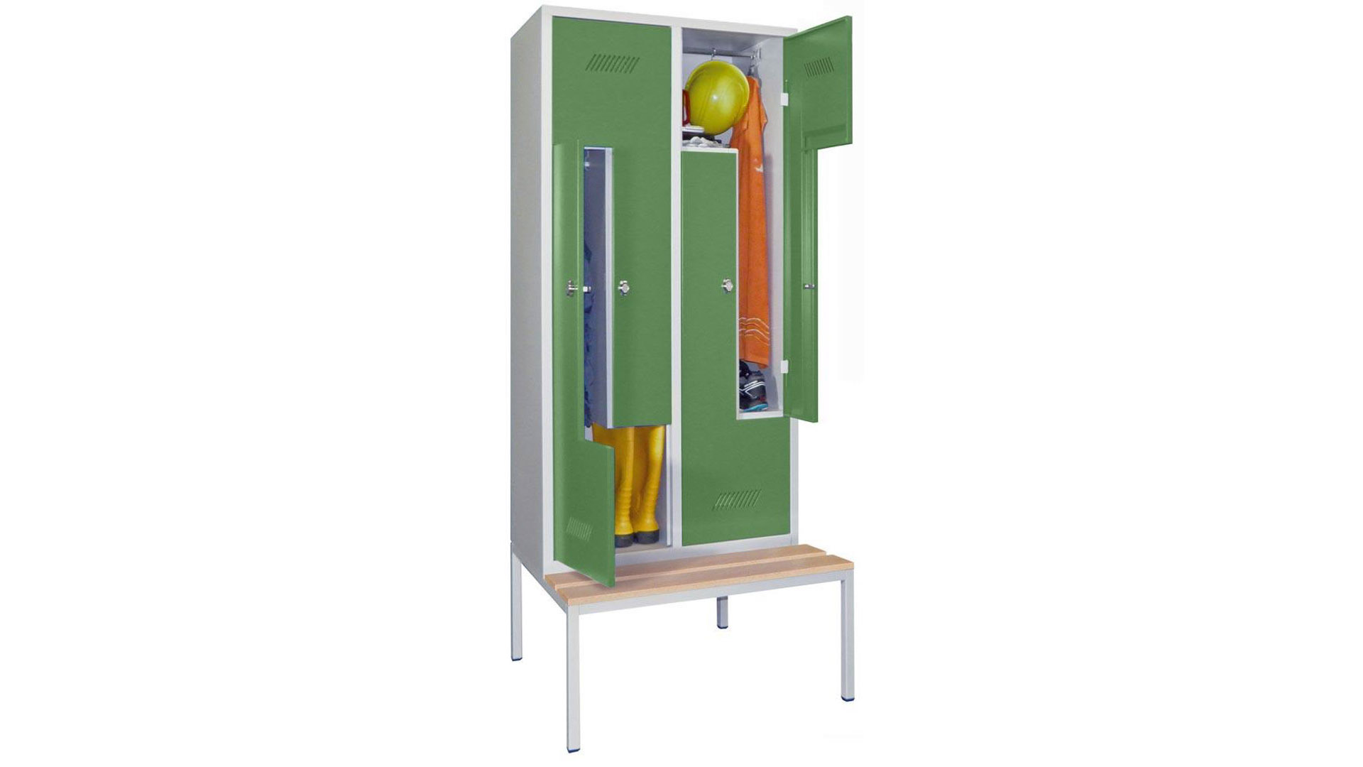 Z-Spind, Breite 80 cm, Höhe 210 cm, Tiefe 80 cm, 4 Abteile