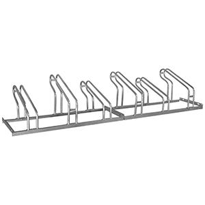 Fahrradständer, Stahl verzinkt, einseitig, 6er-Stand, Radabst. 350 mm, Gesamtl. 2100 mm