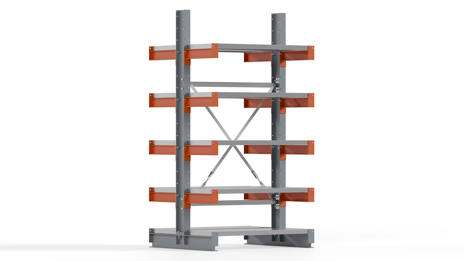 Kragarmregal KARL basic - lackiert - Breite: 100 cm - Höhe: 200 cm - Tiefe: 40 cm - Traglast je Kragarm: 1100 kg - beidseitig