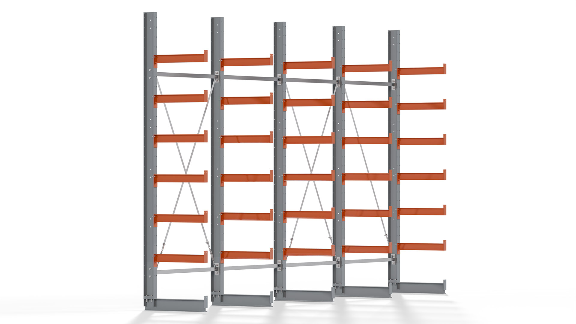 Kragarmregal KARL basic - lackiert - Breite: 512 cm - Höhe: 300 cm - Tiefe: 60 cm - Traglast je Kragarm: 730 kg - einseitig
