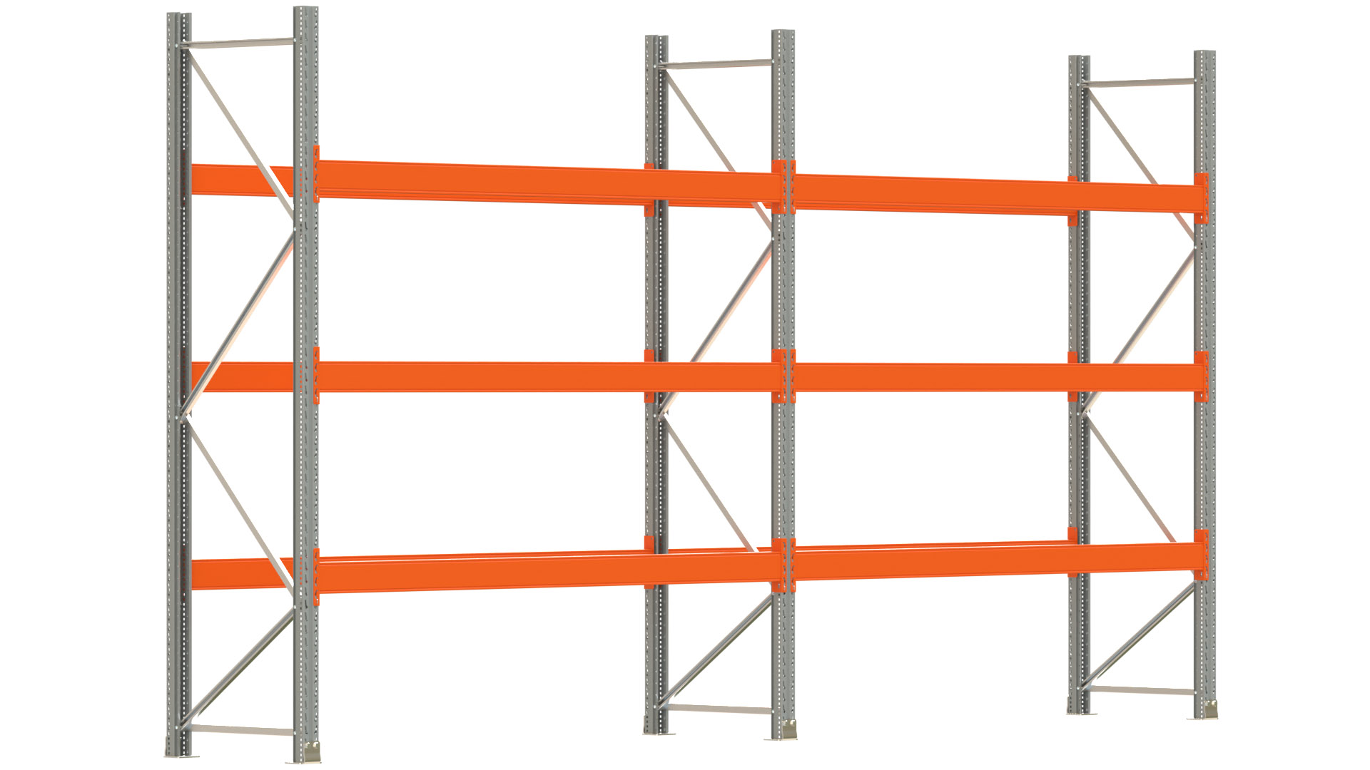 Palettenregal ARTUS - Breite 565,5 cm - Höhe 300 cm - Tiefe 80 cm - Fachlast 3000 kg - 16 Palettenstellplätze