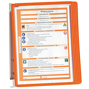 Sichttafelsystem, Wandhalter, Metall, 5 Sichttafeln Polypropylen, orange