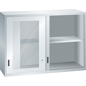 Schiebetürenschrank mit Sichtfenster als Aufsatzschrank