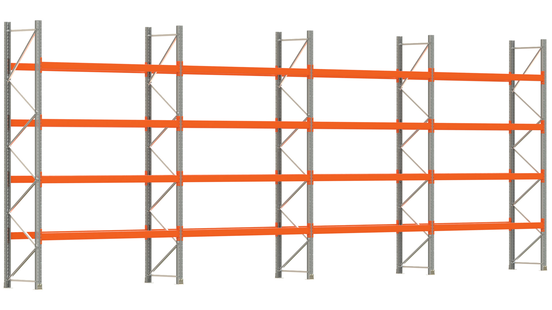 Palettenregal ARTUS - Breite 1122,5 cm - Höhe 400 cm - Tiefe 80 cm - Fachlast 2320 kg - 40 Palettenstellplätze