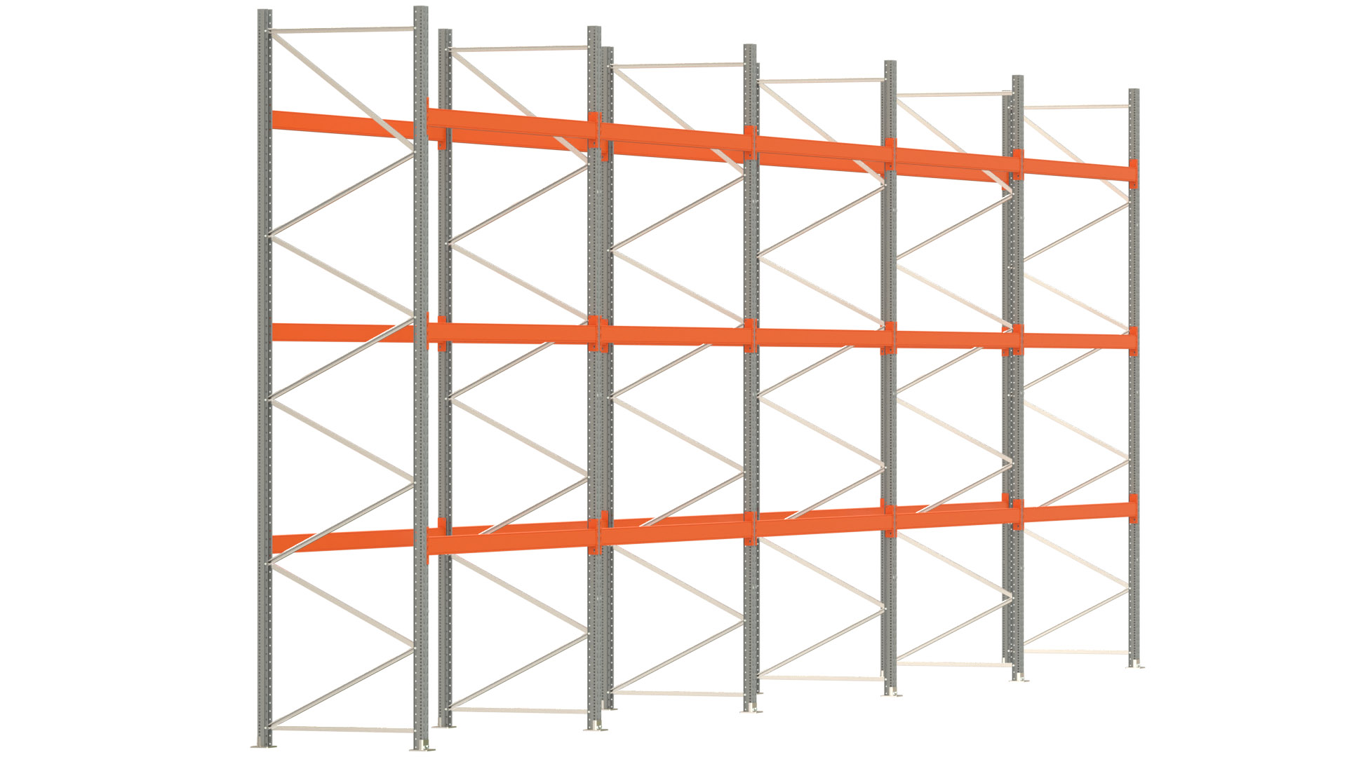 Palettenregal ARTUS - Breite 1401 cm - Höhe 450 cm - Tiefe 110 cm - Fachlast 2000 kg - 60 Palettenstellplätze