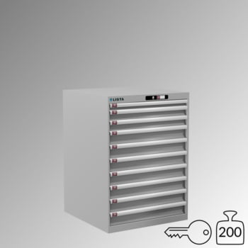 Lista Schubladenschrank - 14.507.020 - 1.000x717x725 mm (HxBxT) - 10 Schubladen - 200 kg - Key Lock - lichtgrau (RAL 7035)