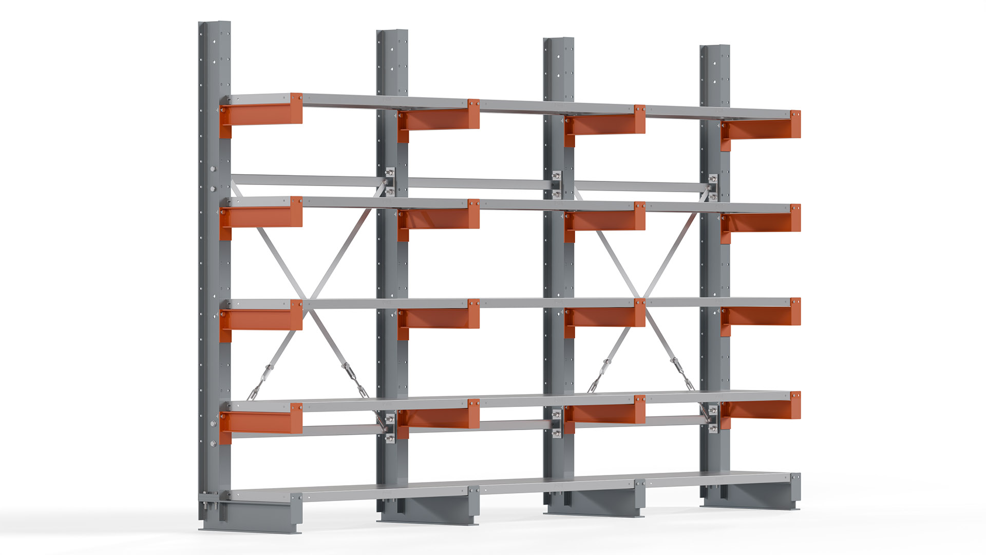 Kragarmregal KARL basic - lackiert - Breite: 300 cm - Höhe: 200 cm - Tiefe: 40 cm - Traglast je Kragarm: 1100 kg - einseitig