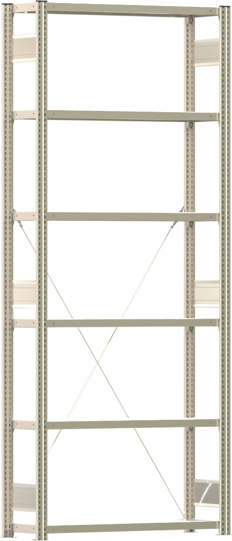 Fachbodenregal BERT - Breite: 100,5 cm - Tiefe: 30 cm - Höhe: 250 cm - 6 Böden - Grundregal