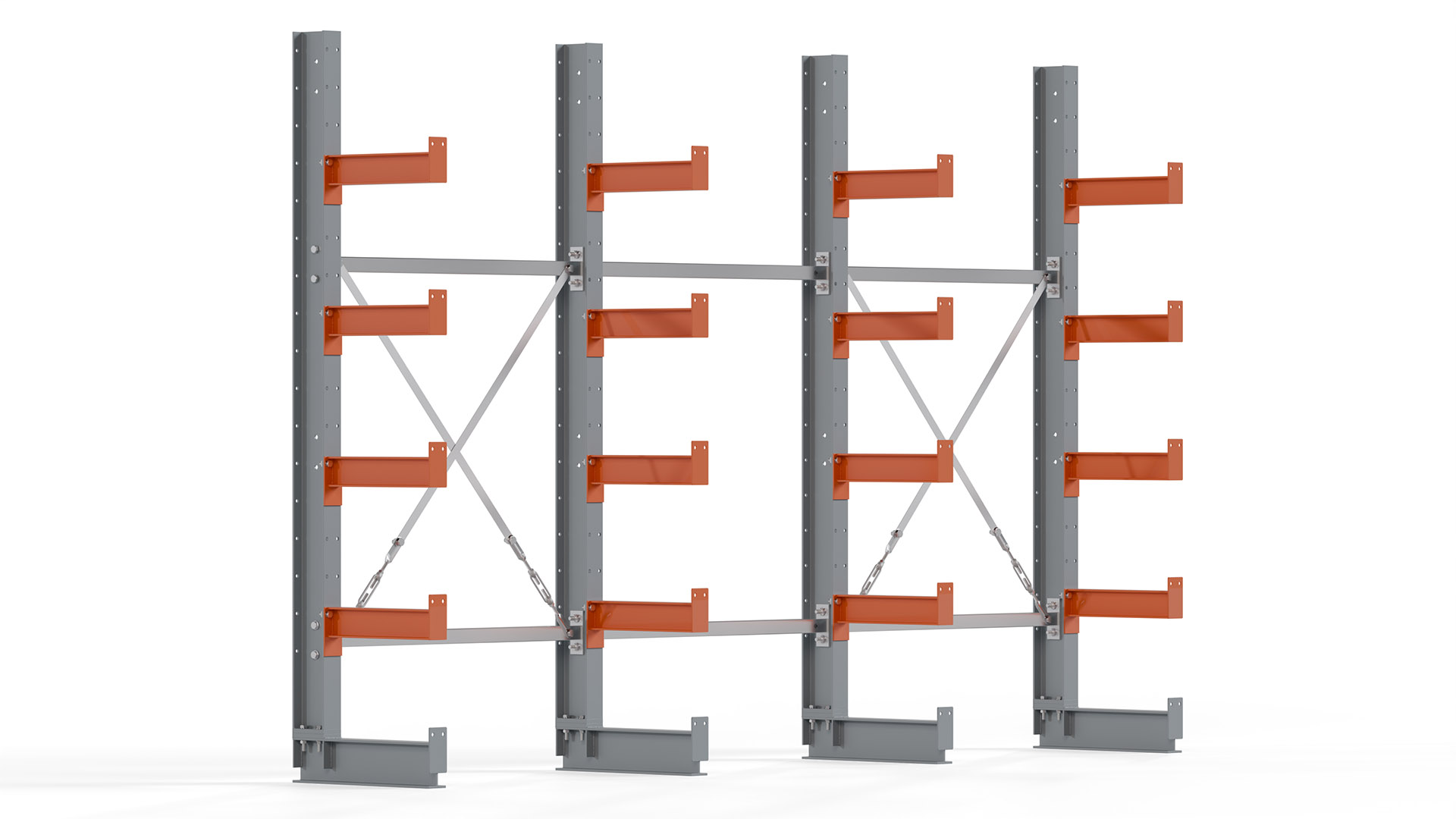 Kragarmregal KARL basic - lackiert - Breite: 300 cm - Höhe: 200 cm - Tiefe: 40 cm - Traglast je Kragarm: 1100 kg - einseitig