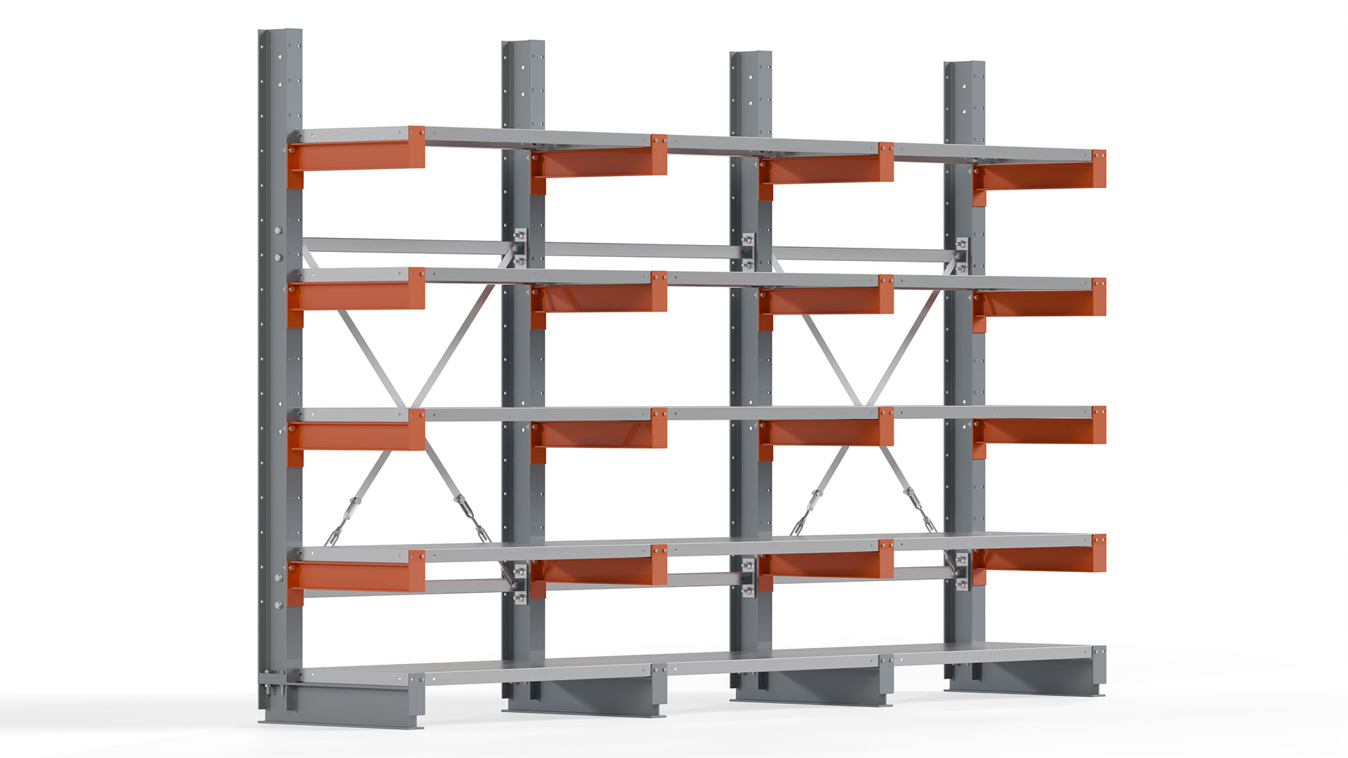 Kragarmregal KARL basic - lackiert - Breite: 300 cm - Höhe: 200 cm - Tiefe: 50 cm - Traglast je Kragarm: 870 kg - einseitig