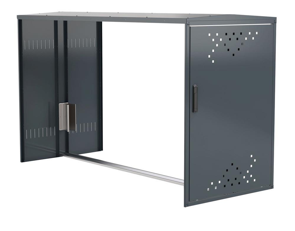 Fahrradbox Anbausatz -ohne Seitenwand - Breite 85 cm - Höhe 125 cm - Länge 205 cm - anthrazit