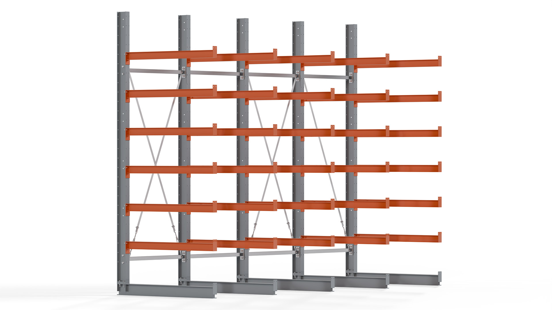 Kragarmregal KARL basic - lackiert - Breite: 400 cm - Höhe: 300 cm - Tiefe: 120 cm - Traglast je Kragarm: 370 kg - einseitig
