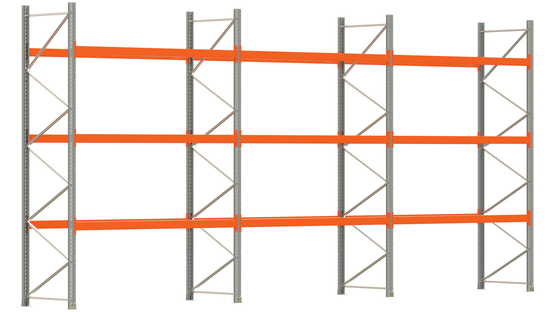 Palettenregal ARTUS - Breite 844 cm - Höhe 400 cm - Tiefe 110 cm - Fachlast 2000 kg - 36 Palettenstellplätze