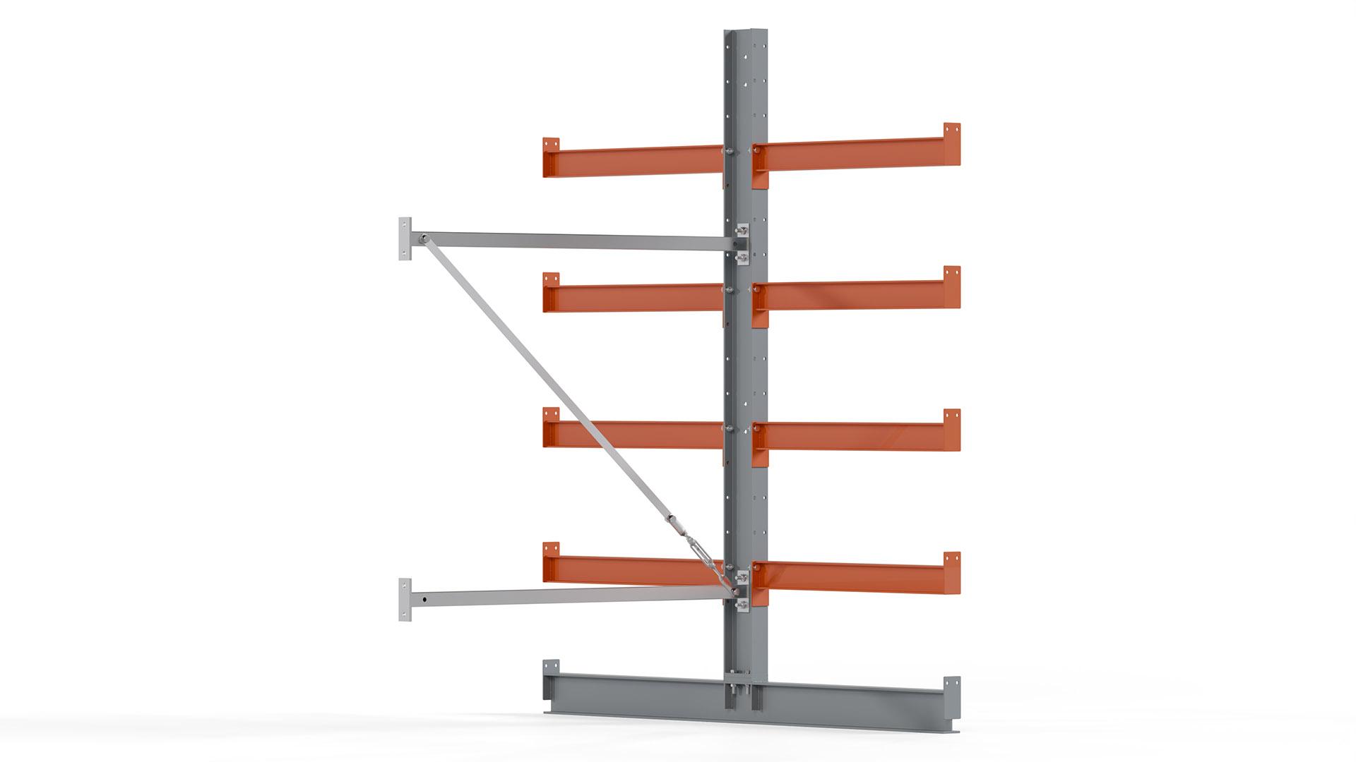 Kragarmregal KARL basic - Anbaufeld - Breite: 100 cm - Höhe: 200 cm - Tiefe: 172 cm - Traglast je Arm: 550 kg - doppelseitig