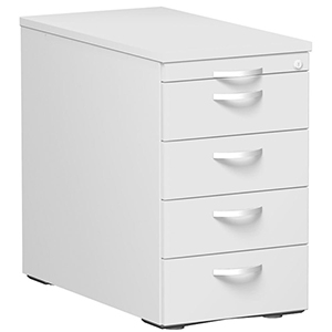 Bürocontainer, Standcontainer, BxTxH 438x800x720 mm, 1 Utensilienschub, 4 Metallschubladen, Schloss, lichtgrau