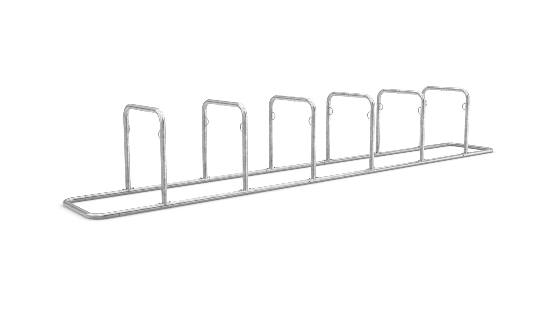 Fahrradbügel, Fahrrad-Anlehnbügel, Stahlrohr Durchm. 48 mm, zum Aufstellen, 12 Einstellplätze, feuerverzinkt, BxTxH 5570x750x860 mm