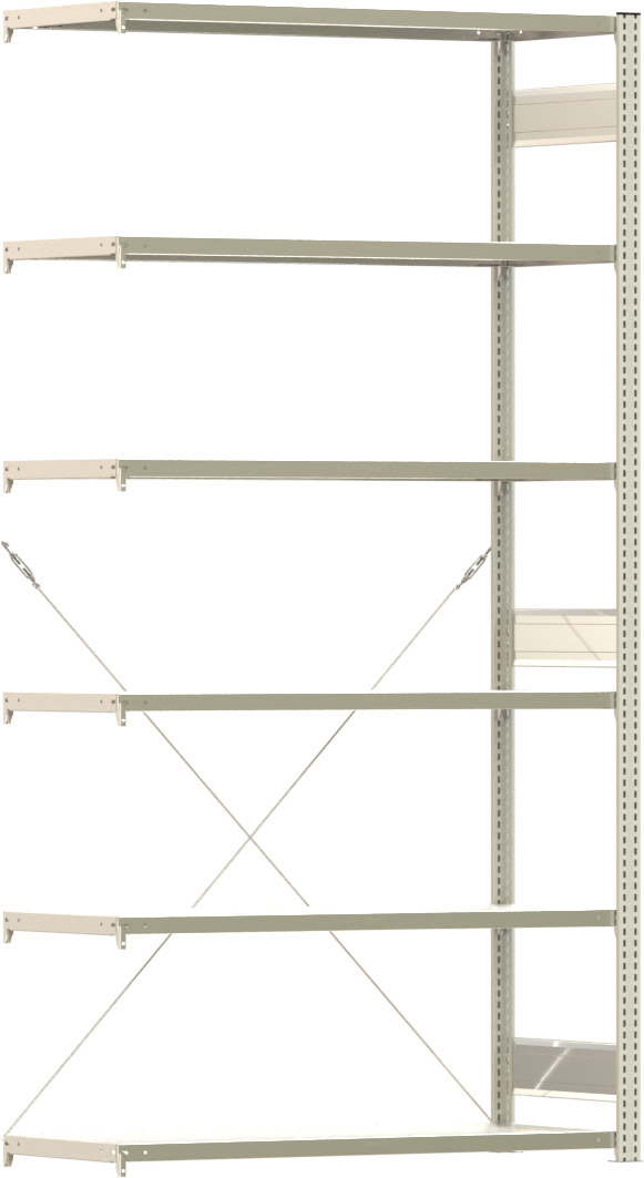 Fachbodenregal BERT - Breite: 128,5 cm - Tiefe: 50 cm - Höhe: 250 cm - 6 Böden - Anbauregal